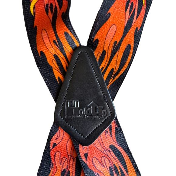 Hold Up Fire Flame Black Adjustable Suspenders - Picture 2 of 4